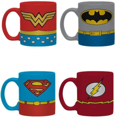 DC Comics Justice League Uniforms Set of 4 Espresso Mugs