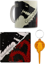 Game Of Thrones Stark & Targaryen Mug, Coaster & Keyring Set