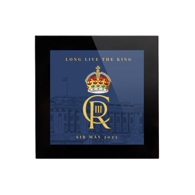 King Charles III Coronation Glass Coaster - Blue - Limited Edition
