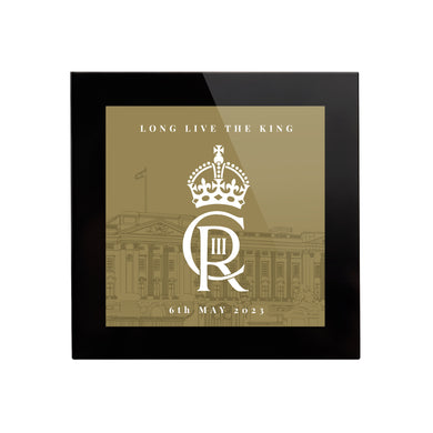 King Charles III Coronation Glass Coaster - Gold - Limited Edition